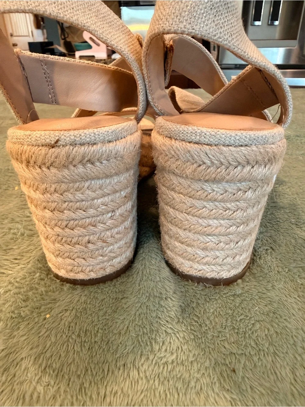Lucky Brand Cliesa Espadrille Wedge Sandals Women’s 9.5 Beige Shimmer Slip On